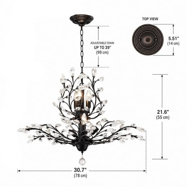Genoci 8-Light Black Dimmable Empire Chandelier for Living Room