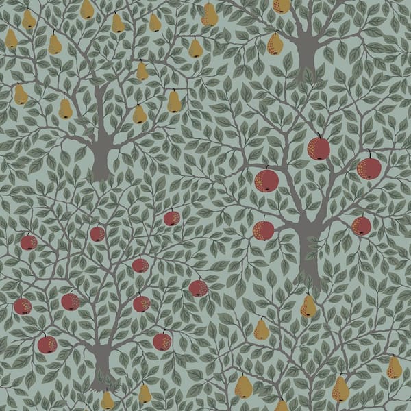 A-Street Prints Pomona Green Fruit Tree Wallpaper Sample