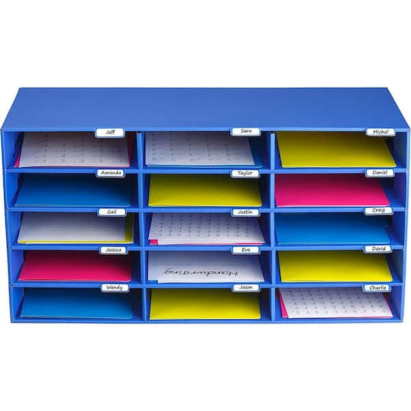 AdirOffice 15-Compartment Cardboard Literature File Organizer, Blue  (2-Pack) 501-15-BLU-2pk - The Home Depot
