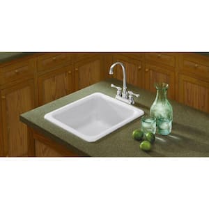 Iron/Tones Drop-In/Undermount Cast-Iron 17 in. Single Basin Kitchen Sink in Ice Grey