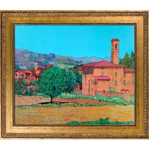 30 in. x 26 in. "Tuscan Farm Village with Versailles Gold King Frame" by Allan P. Friedlander Framed Canvas Wall Art