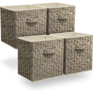 11 in. H x 10.5 in. W x 11 in. D Beige Foldable Cube Storage Bin (4-Pack)
