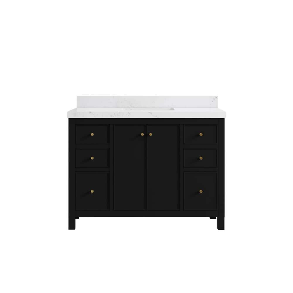 Chicago 48 in. W x 22 in. D x 36 in. H Single Sink Bath Vanity in Black with 2 in. Empira White qt. Top -  Willow Collections, CHI_BKEPT48S