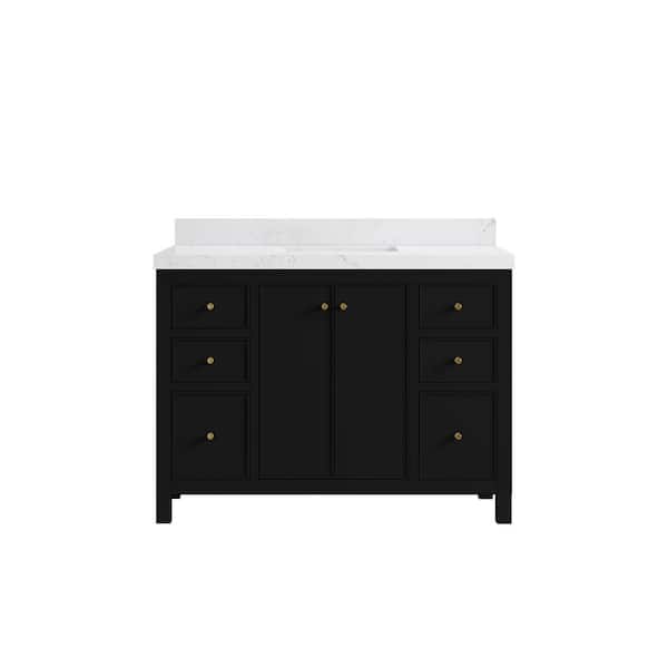 Willow Collections Chicago 48 in. W x 22 in. D x 36 in. H Single Sink Bath Vanity in Black with 2 in. Empira White qt. Top