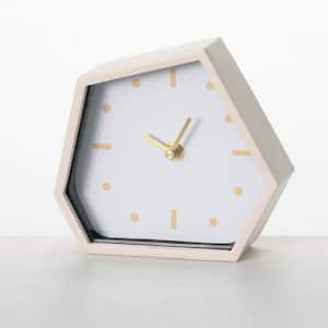 6 in. Pink Metal Abstract Analog Tabletop Clock