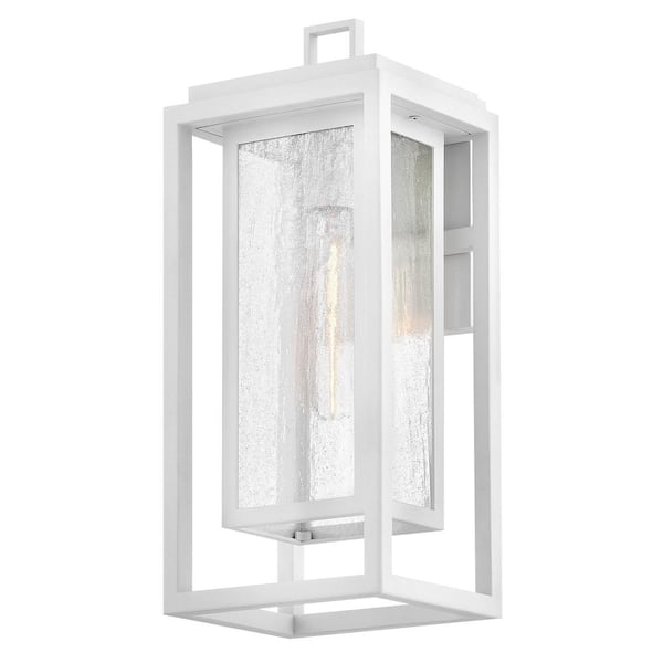 HINKLEY - Republic 1-Light Textured White Hardwired Outdoor Wall Lantern Sconce