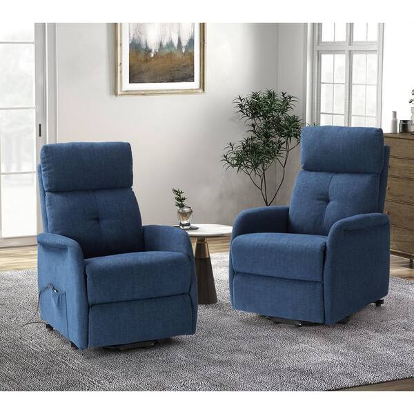 JAYDEN CREATION Carol Navy Power Recliner with Flared Arms Set of