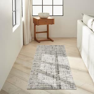 Rush Ivory/Grey 2 ft. x 10 ft. Abstract Contemporary Runner Area Rug