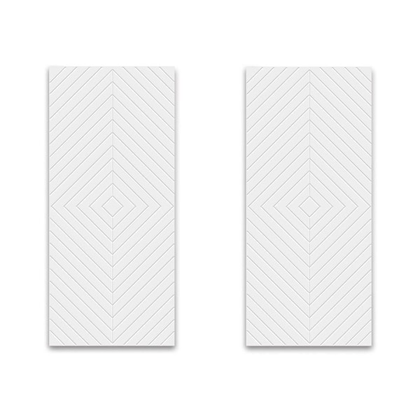 CALHOME 48 in. x 80 in. Hollow Core White Painted Composite MDF Interior Double Closet Sliding Doors