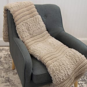 Plush Knit Taupe Polyester Throw Blanket