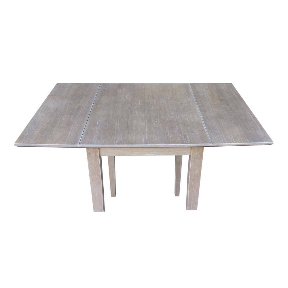 Elegant Washed Gray Taupe Solid Wood Extendable Dropleaf Dining Table