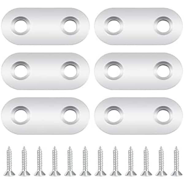 1.42 x 0.63 in Stainless Steel Flat Fixing Brackets with Screws for Furniture Joints Repair and DIY Projects 6 Pack