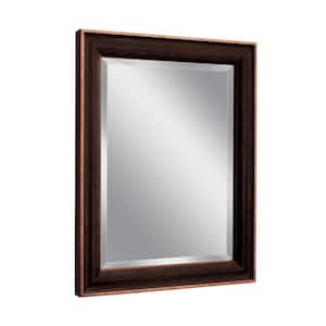 28 in. W x 34 in. H Framed Rectangular Beveled Edge Bathroom Vanity Mirror in Bronze/Copper
