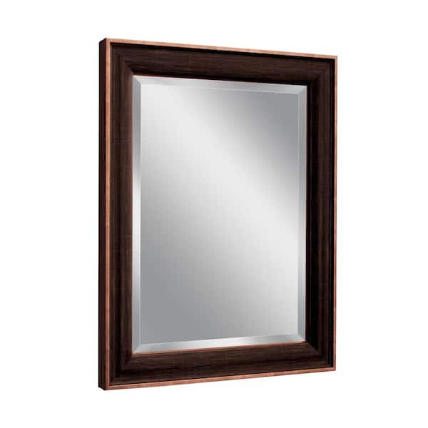 Deco Mirror 28 in. W x 34 in. H Framed Rectangular Beveled Edge Bathroom Vanity Mirror in Bronze/Copper
