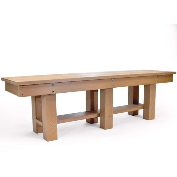 Unbranded 60 in. Brown Plastic Outdoor Garden Bench Ottoman, Made of a Unique, Modern Heavy Duty Blend of HIPS Plastics Chair