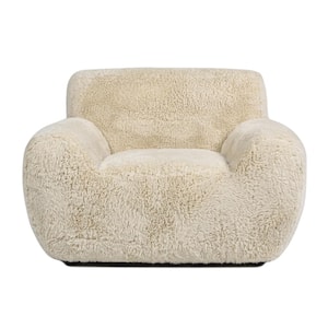 Summit 49 in. Faux Sheepskin Large Overstuffed Living Room Arm Chair Cream Beige