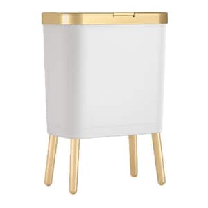 3.3 Gal. White Plastic Trash Can with Lid and Legs