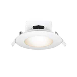 4 in. Integrated LED Selectable CCT Dimmable CEC Title 24 Integrated J-Box Canless Recessed Light White Trim, 4-Pack