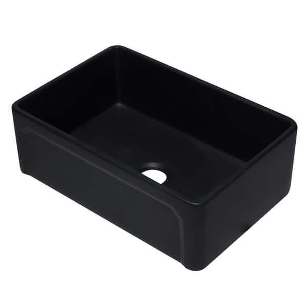 AB3020SB-BM Farmhouse Fireclay 29.75 in. Single Bowl Kitchen Sink in Black Matte