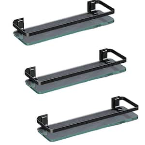 15.74 in. W x 4.88 in. D Black Decorative Wall Shelf, Bathroom Wall Shelf