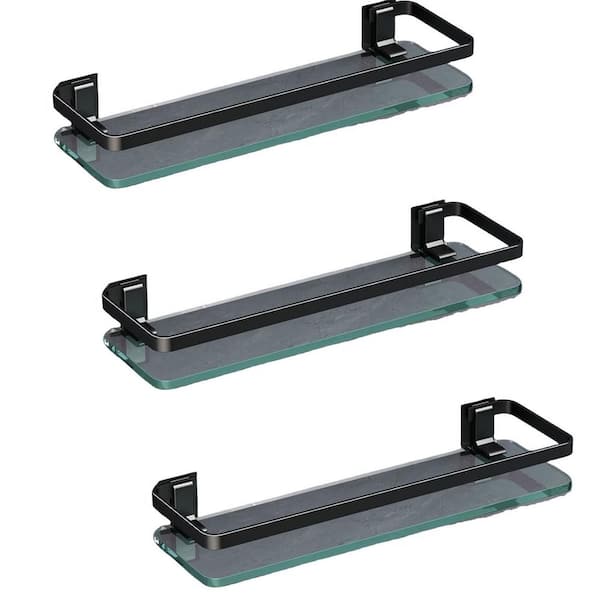 15.74 in. W x 4.88 in. D Black Decorative Wall Shelf, Bathroom Wall Shelf