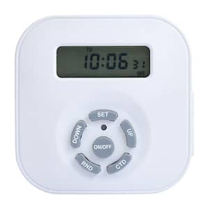 Weekly Digital Round Timer, Single Grounded Outlet, White