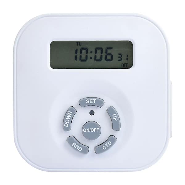 Westek Weekly Digital Round Timer, Single Grounded Outlet, White
