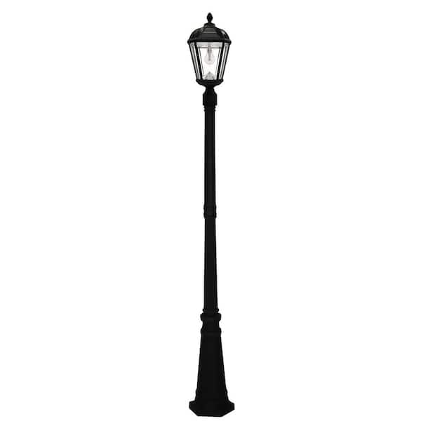 GAMA SONIC Royal Bulb Series 1-Light Black Outdoor Weather Resistance Integrated LED Solar Lamp Post Light Set with Light Bulb