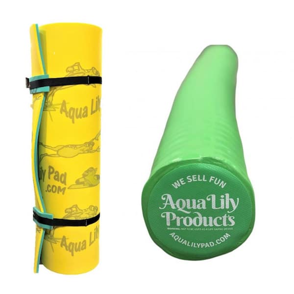 Aqua Lily Pad 15 ft. Lime Green Floating Foam Island with Foam Pool Noodle Float