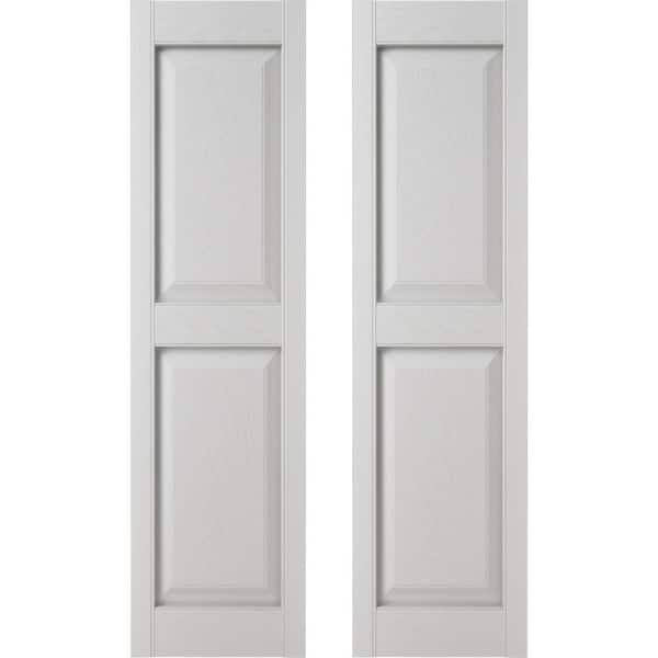 14.75 in. x 59 in. Raised Panel Vinyl Exterior Shutters Pair in White