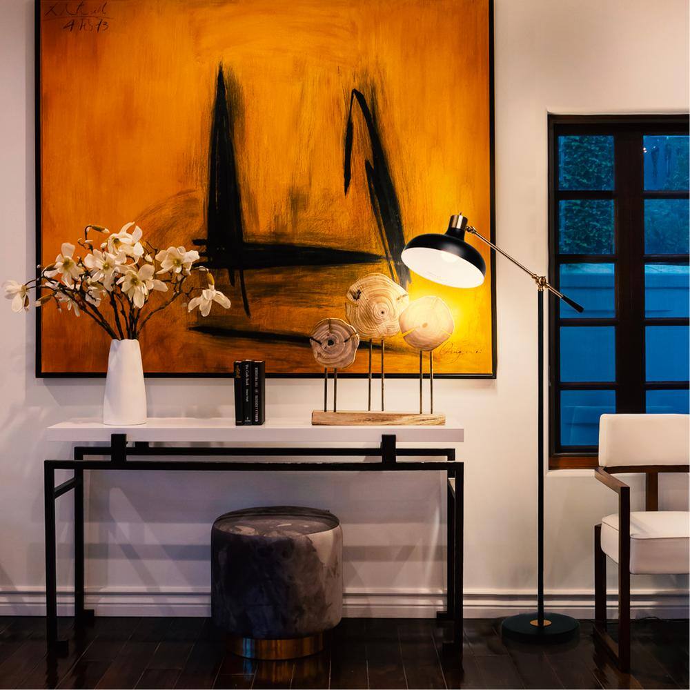Wyatt 60" Matte Black Adjustable LED Floor Lamp with Voice Control
