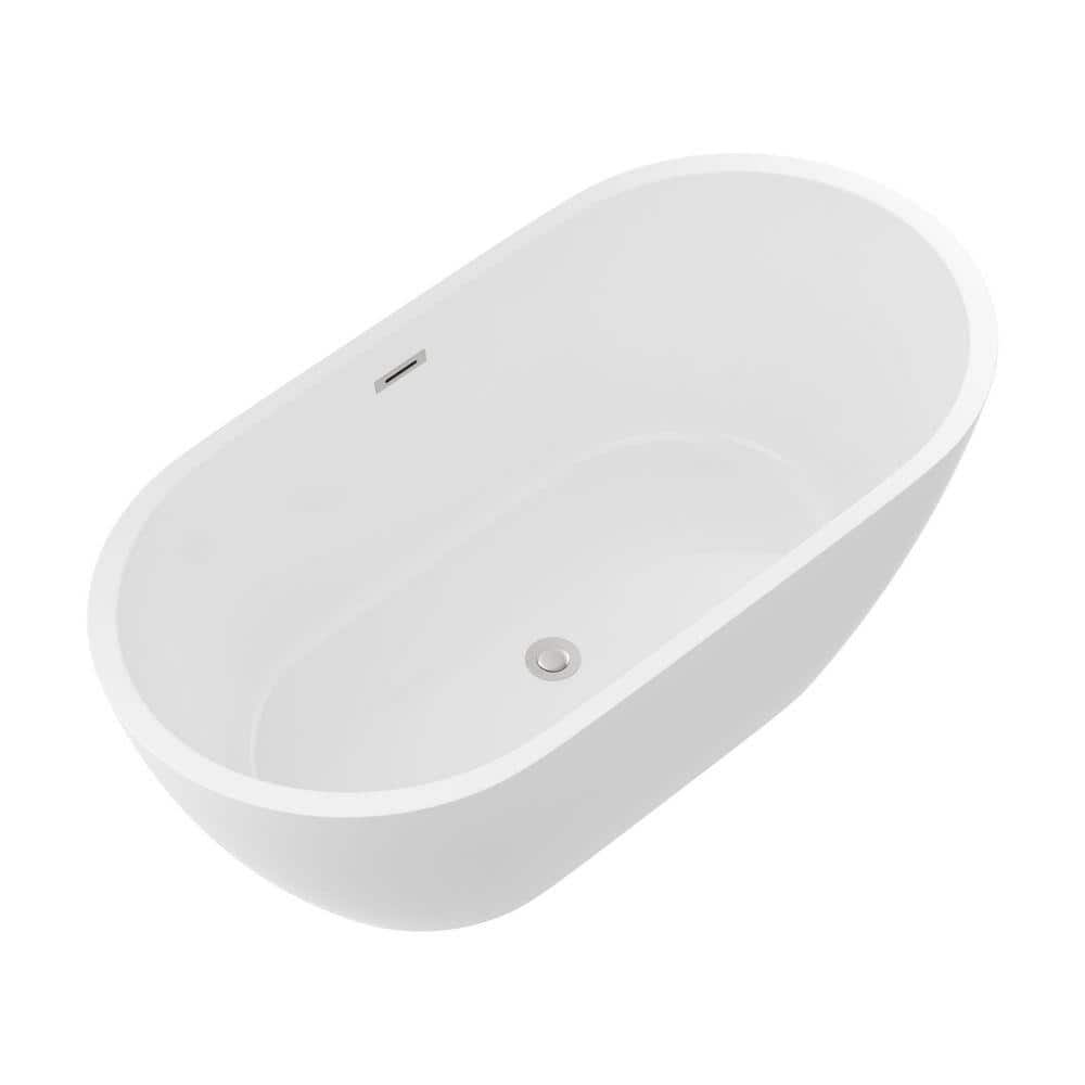 59 in. x 29.5 in. Acrylic Flatbottom Non-Whirlpool Bathtub Contemporary Soaking Tub in White Chrome Overflow price history on PriceWatchPro