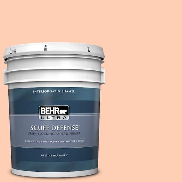 BEHR ULTRA 5 gal. #230A-3 Apricot Lily Extra Durable Satin Enamel Interior Paint & Primer