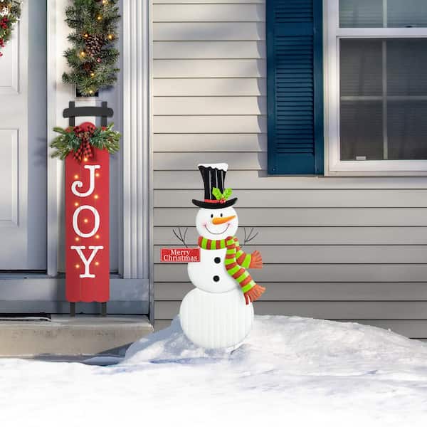 Snowman Porch Greeter Canvas or Outdoor Metal - ToeFishArt