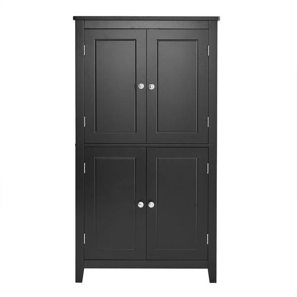 23.60 in. W x 11.80 in. D x 43.30 in. H Black MDF Freestanding Linen Cabinet with Adjustable Shelve