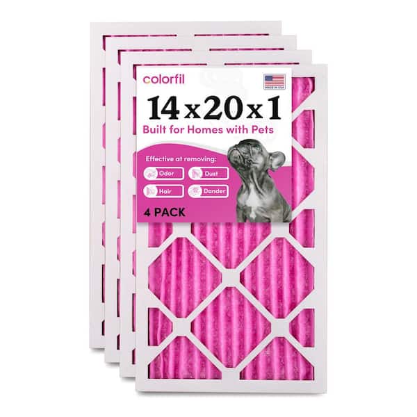 COLORFIL 14 in. x 20 in. x 1 in. Odor Removal and Color Changing Pleated Furnace Air Filter, MERV 8 (4-Pack)