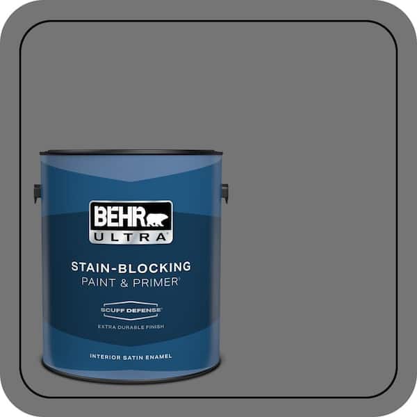 BEHR ULTRA 1 gal. #N520-5 Iron Mountain Extra Durable Satin Enamel Interior Paint & Primer