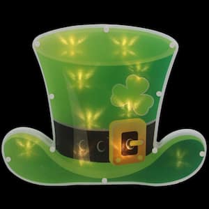 9.5 in. H x 12.5 in. L LED Lighted Irish St. Patrick's Day Leprechaun Hat Window Silhouette with Timer