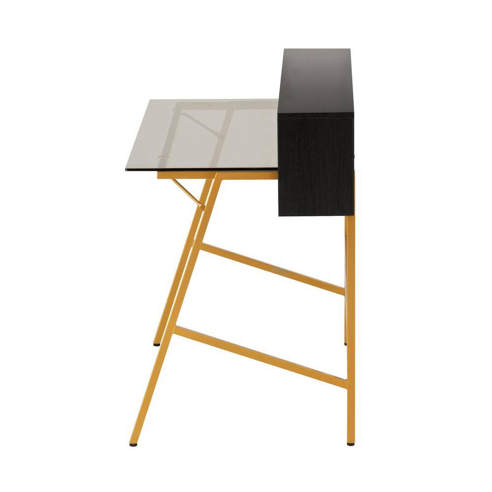 Mid-Century Modern Gray 50" Glass Top Writing Desk