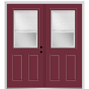 72 in. x 80 in. Internal Blinds Left-Hand Inswing 1/2-Lite Clear Glass 2-Panel Painted Steel Prehung Front Door