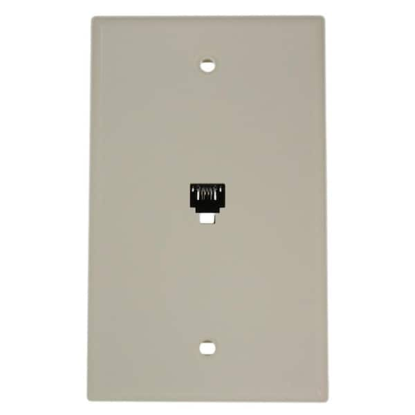 Leviton 6P4C Type 625B4 Wall Phone Jack, Light Almond