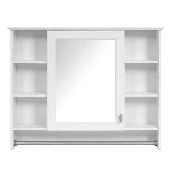 36 in. W x 28.7 in. H Rectangular MDF Medicine Cabinet with Mirror in White with Adjustable Shelf and Soft Close Door