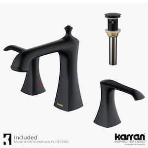Woodburn 8 in. Widespread 2-Handle Bathroom Faucet with Matching Pop-Up Drain in Matte Black