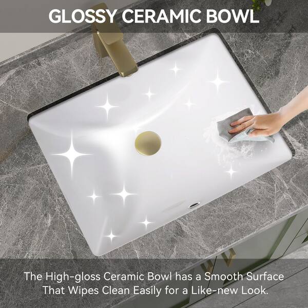 Getpro 20 in. Rectangular Undermount Bathroom Sink Ceramic