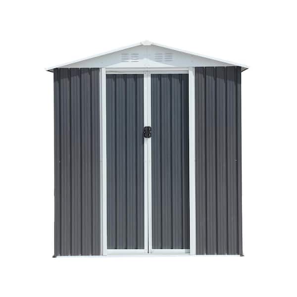 6 ft. W x 4 ft. D Gray Metal Outdoor Storage Shed with Sliding Doors (24 sq. ft.)