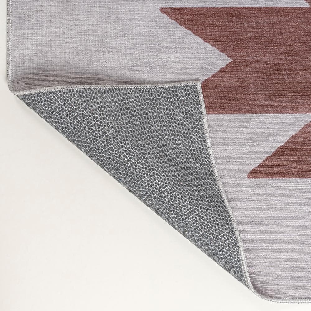 Gray and Brown Geometric Washable Synthetic 8' x 10' Area Rug