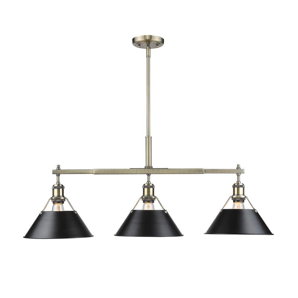 Orwell AB 3-Light Aged Brass Pendant with Black Shade price history on PriceWatchPro