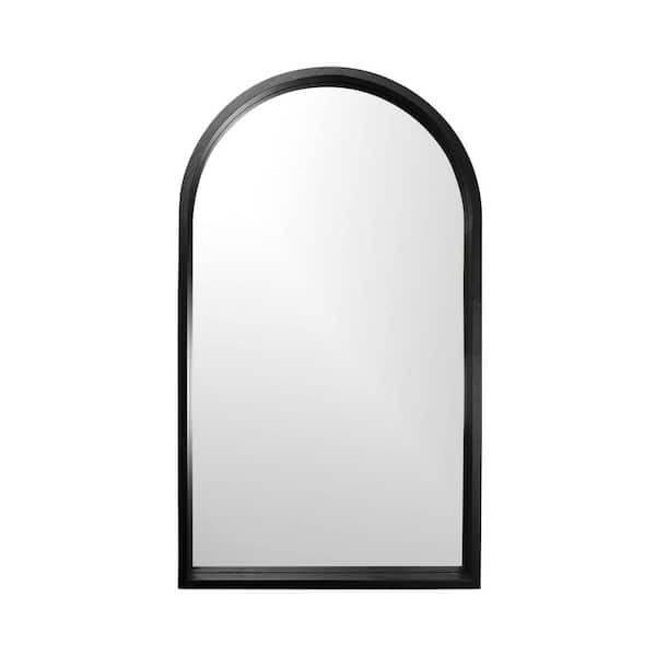 Unbranded Deluca 22in. W x 38 in. H Wood Arch Matte Black Mirror