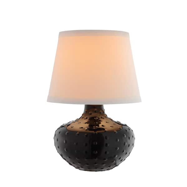 Unbranded 12.5 in. Black Glaze Textured Ceramic Accent Lamp with Shade