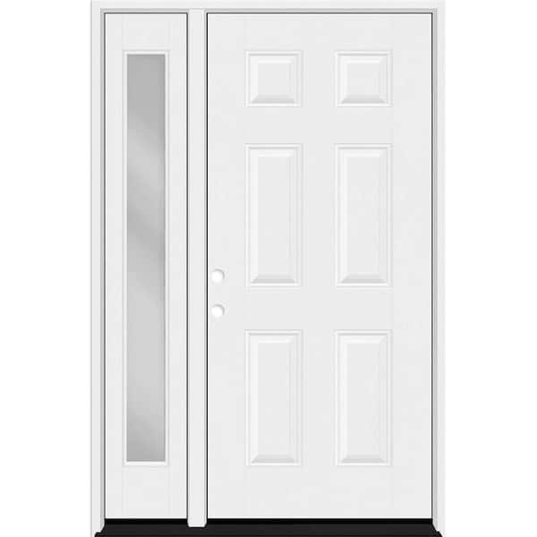 Steves & Sons Regency 49 in. x 80 in. 6 Panel RHIS Unfinished White Mahogany Fiberglass Prehung Front Door Clear 10 in. SL 6-9/16